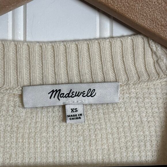 Madewell Asherton Waffle Cardigan Cream Sweater Wool Alpaca Blend Women’s XS - Picture 4 of 10